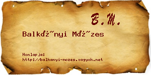 Balkányi Mózes névjegykártya